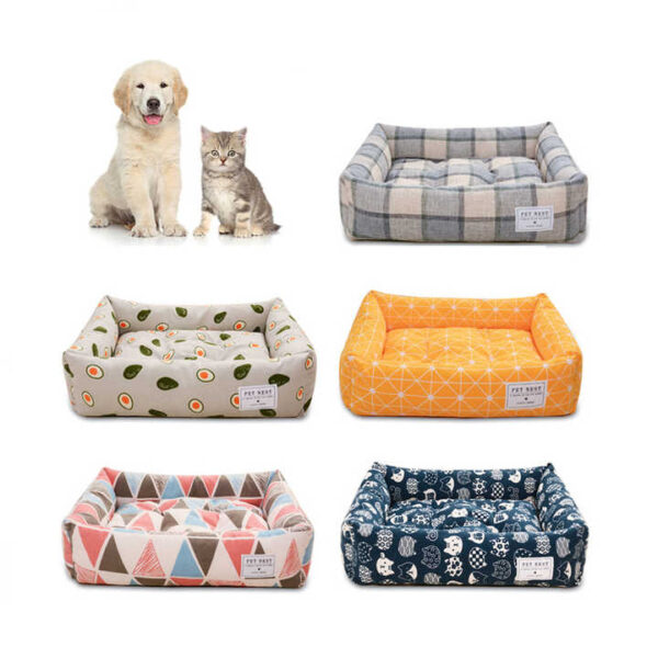 Pet Pillow Luxury Portable Orthopedic Sofa Memory Foam Square Printed Dog Beds
