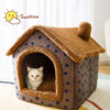 Manufacturer wholesale cute design warm short plush small dog cat cave house - Image 5